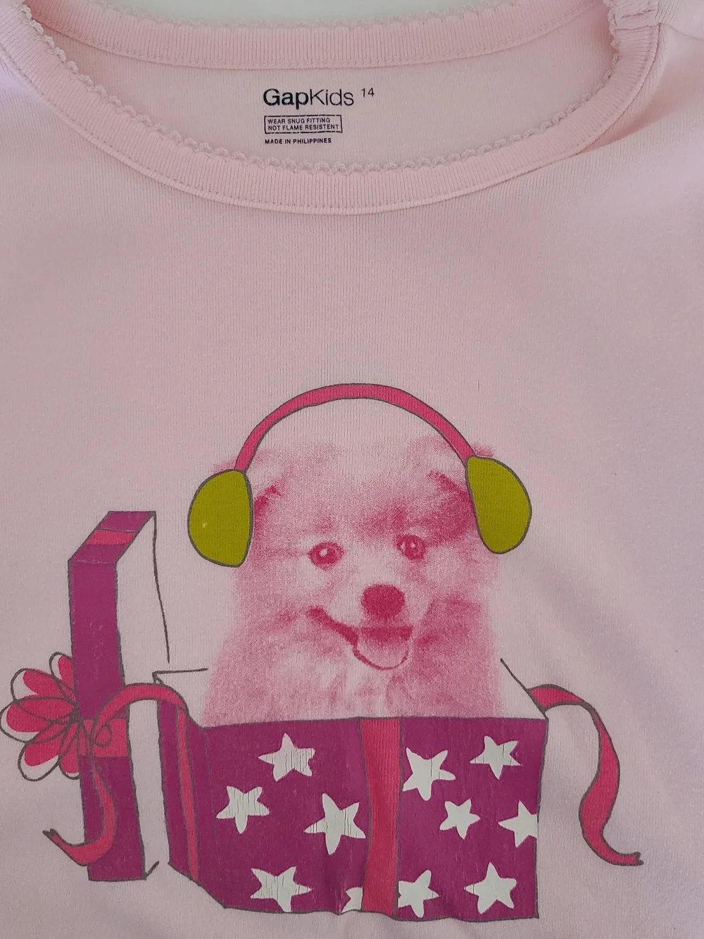 GAP Pink Bear Headphone Pocket Pajama Set Size 14 Girls